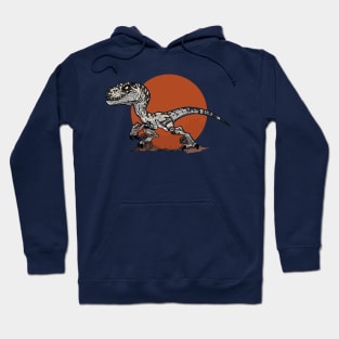 Metallic Fury: Velociraptor in the Jurassic Circle Hoodie